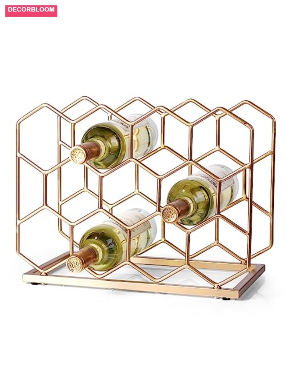14 Bottle Countertop Wine Rack - Freestanding Gold Metal Wine Holder for Cabinet